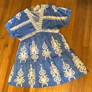 woven batik pattern mini dress